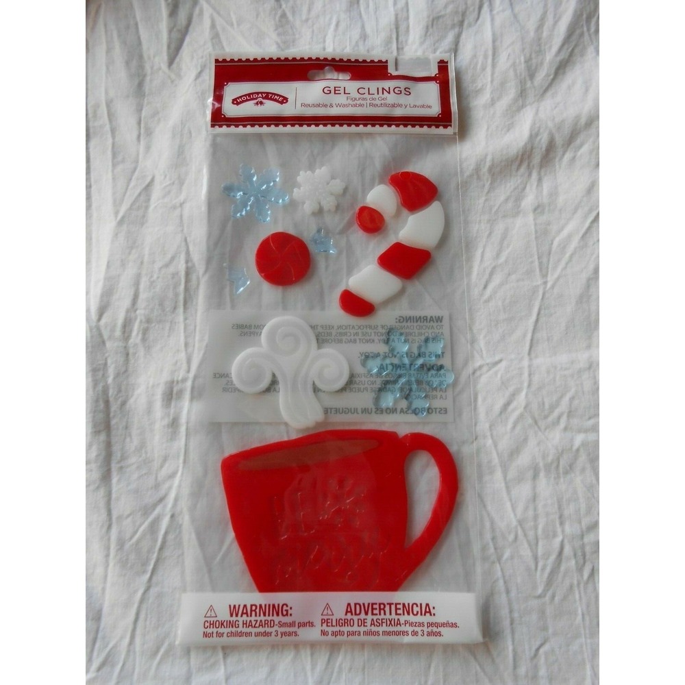 NEW FALL Winter Christmas Coffee‎ Cup Merry 15 pc Window Gel Clings Decorations